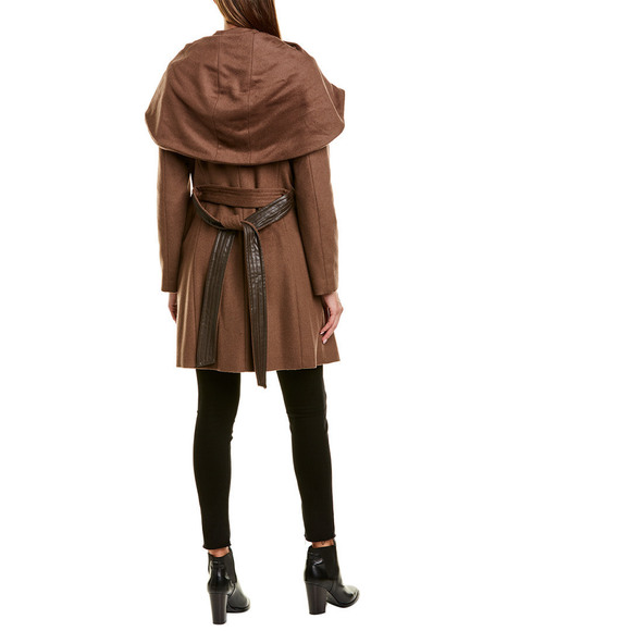 Cole Haan Tie-Waist Wool-Blend Wrap Coat - Picture 2 of 5